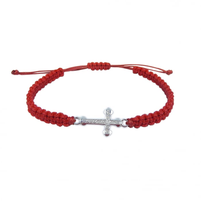 Bratara snur rosu impletit manual personalizata cruciulita argint 4183115 Dras [1]