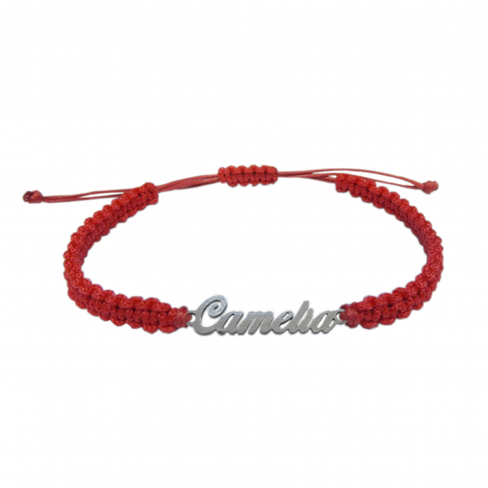 Bratara snur rosu impletit manual personalizata nume Camelia argint 9442100 Dras [1]