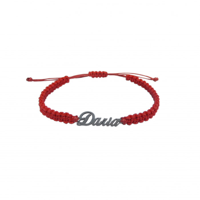 Bratara snur rosu impletit manual personalizata nume Daria argint 9420100 Dras [1]