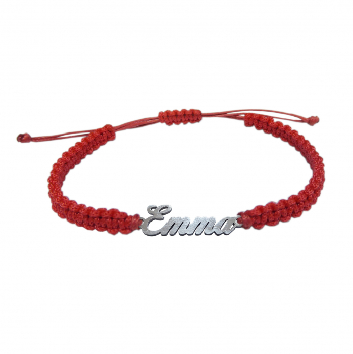 Bratara snur rosu impletit manual personalizata nume Emma argint 9457100 Dras [1]
