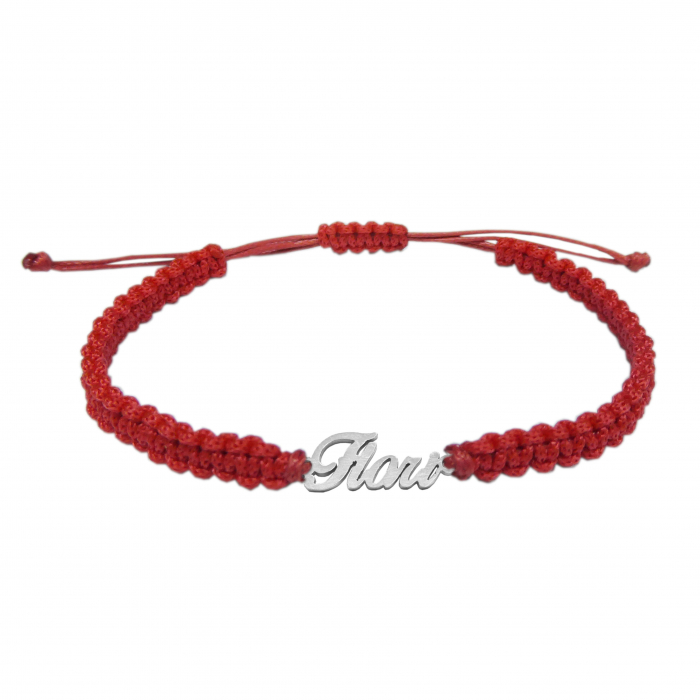 Martisor Bratara snur rosu impletit manual personalizata nume Flori argint 9453100 Dras [1]