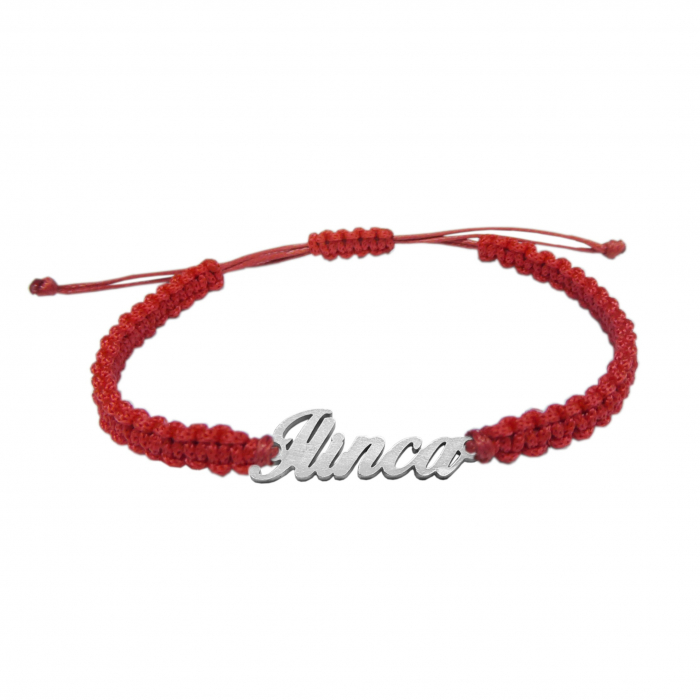 Bratara snur rosu impletit manual personalizata nume Ilinca argint 9455100 Dras [1]
