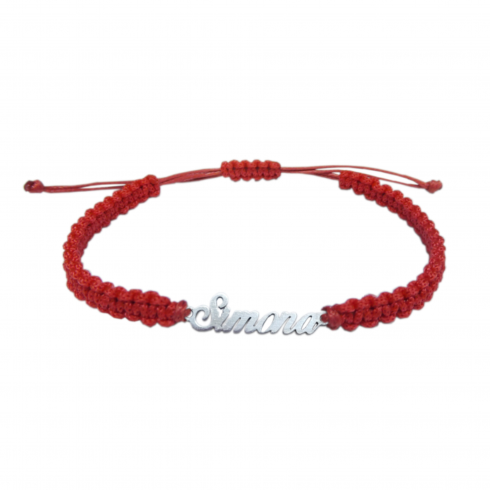 Martisor Bratara snur rosu impletit manual personalizata nume Simona argint 9406100 Dras [1]