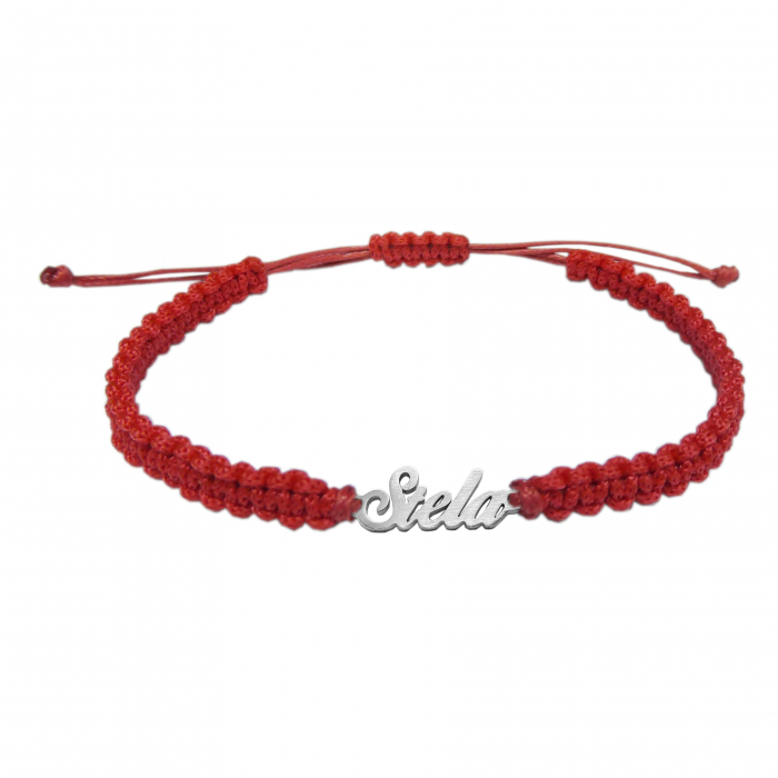 Martisor Bratara snur rosu impletit manual personalizata nume Stela argint 9451100 Dras [1]