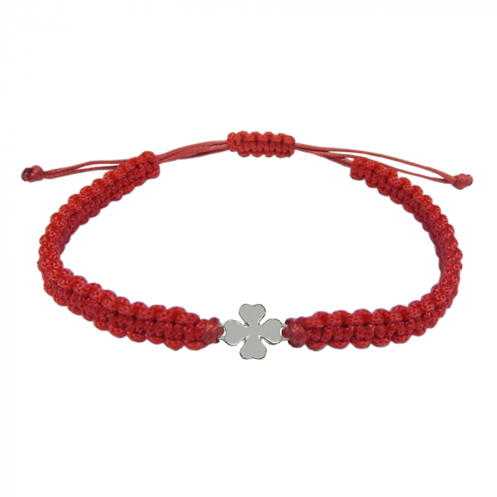 Martisor Bratara snur rosu impletit manual personalizata Trifoi argint 10077100 Dras [1]