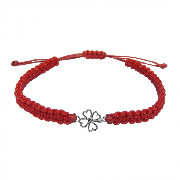 Martisor Bratara snur rosu impletit manual personalizata Trifoi argint 9732100 Dras [1]