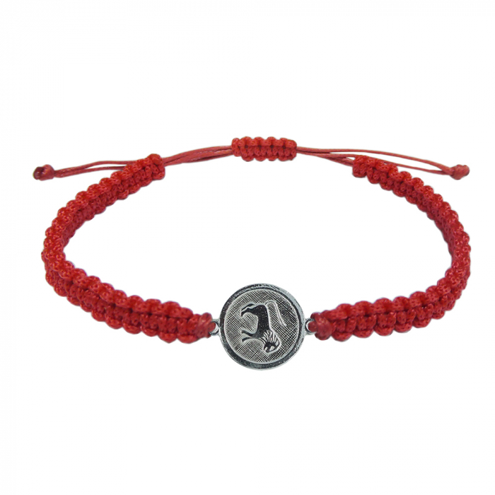 Bratara snur rosu impletit manual personalizata zodie Leu zodiac european argint 4201200 Dras [1]