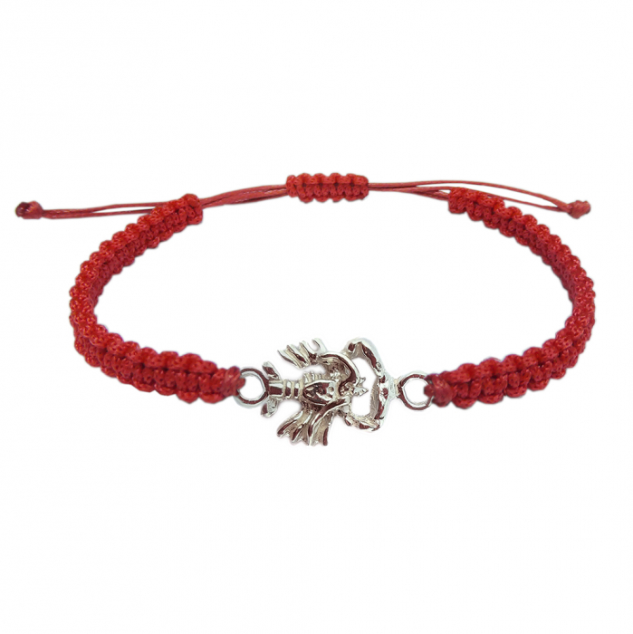 Bratara snur rosu impletit manual personalizata zodie Rac zodiac european argint 9246110 Dras [1]