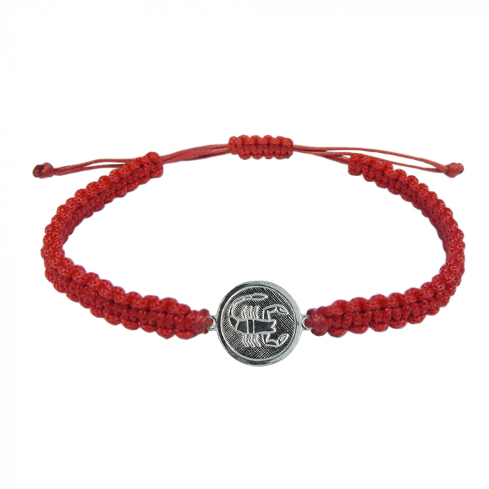 Bratara snur rosu impletit manual personalizata zodie Scorpion zodiac european argint 4201200 Dras [1]
