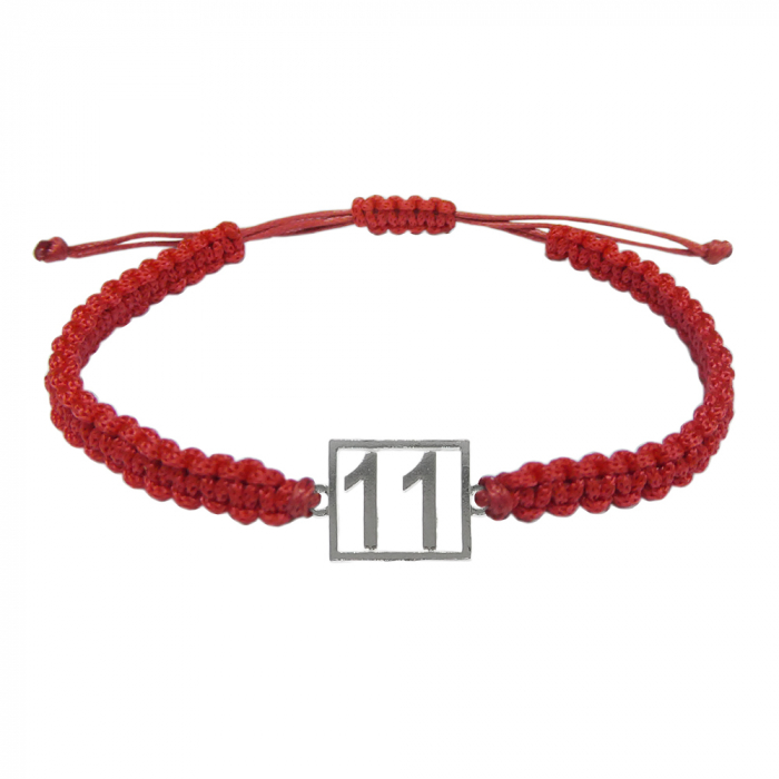 Bratara snur rosu impletita manual personalizata Cifra 11 argint numar norocos cifre aniversare 10251_1260 Dras [1]