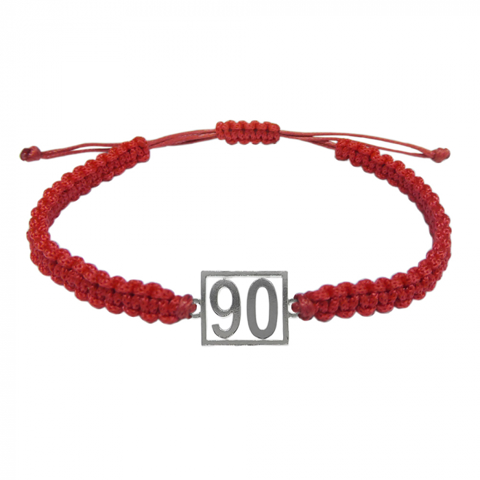Bratara snur rosu impletita manual personalizata Cifra 90 argint numar norocos cifre aniversare 10249_0260 Dras [1]