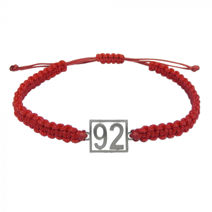 Bratara snur rosu impletita manual personalizata Cifra 92 argint numar norocos cifre aniversare 10249_2260 Dras [1]