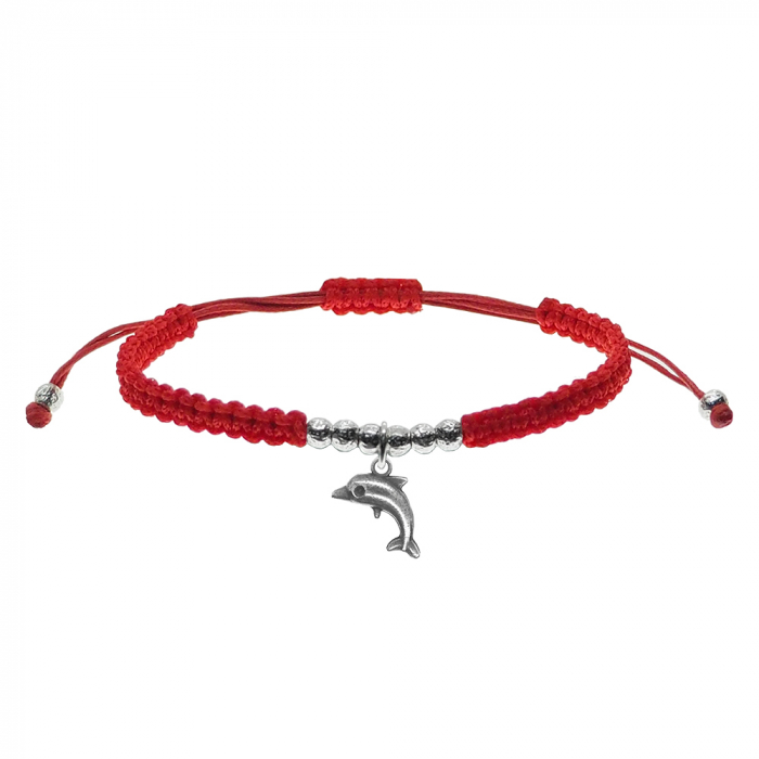 Martisor Bratara snur rosu impletita manual personalizata Delfin argint 9736410 Dras [1]