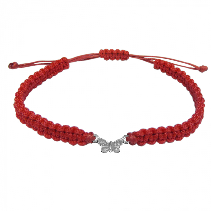 Martisor Bratara snur rosu impletita manual personalizata Fluturas argint 10127100 Dras [1]