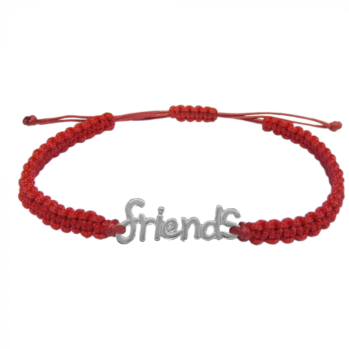 Bratara snur rosu impletita manual personalizata Friends - Prieteni argint 10050340 Dras [1]