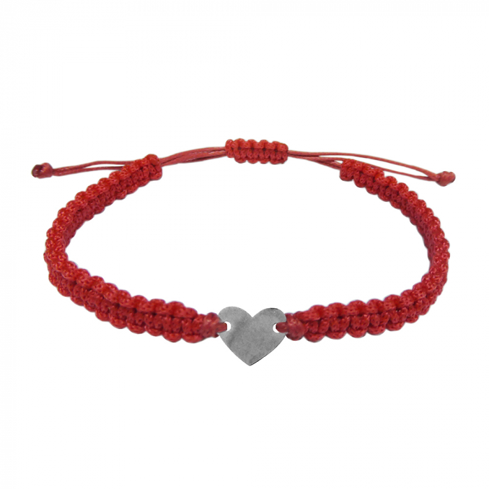 Martisor Bratara snur rosu impletita manual personalizata Inimioara argint 10164100 Dras [1]