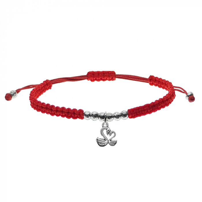 Martisor Bratara snur rosu impletita manual personalizata Lebede argint 9569310 Dras [1]