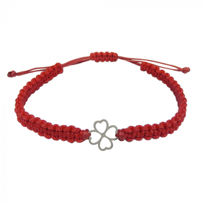 Martisor Bratara snur rosu impletita manual personalizata Trifoi argint 10165100 Dras [1]