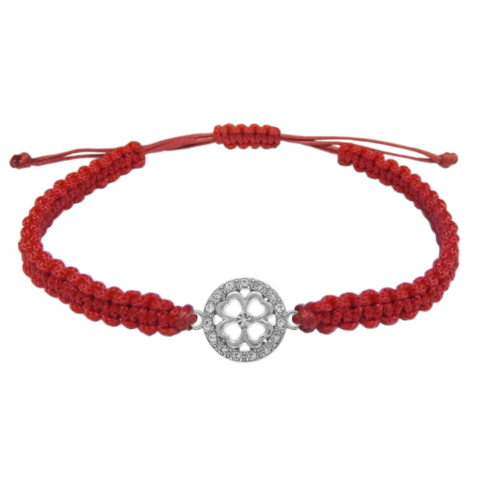 Martisor Bratara snur rosu impletita manual personalizata Trifoi argint 10190210 Dras [1]