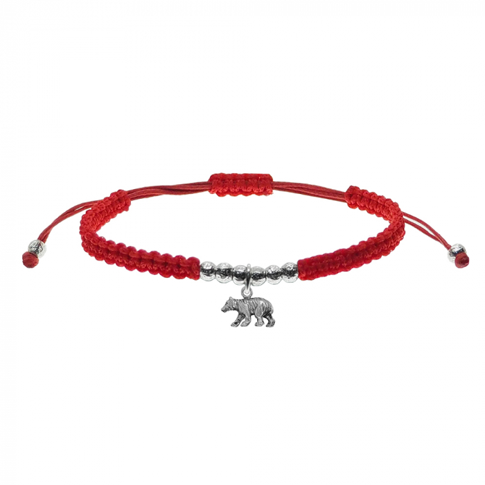 Martisor Bratara snur rosu impletita manual personalizata Urs argint 9710420 Dras [1]