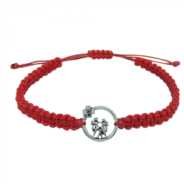 Martisor Bratara snur rosu impletit manual personalizata zodie Gemeni argint zodiac european 10146240 Dras [1]