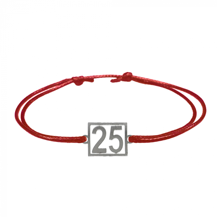 Bratara snur rosu personalizata Cifra 25 argint numar norocos cifre aniversare 10252_5260 Dras [1]