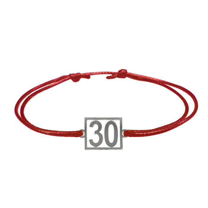 Martisor Bratara snur rosu personalizata Cifra 30 argint numar norocos cifre aniversare 10253_0 Dras [1]