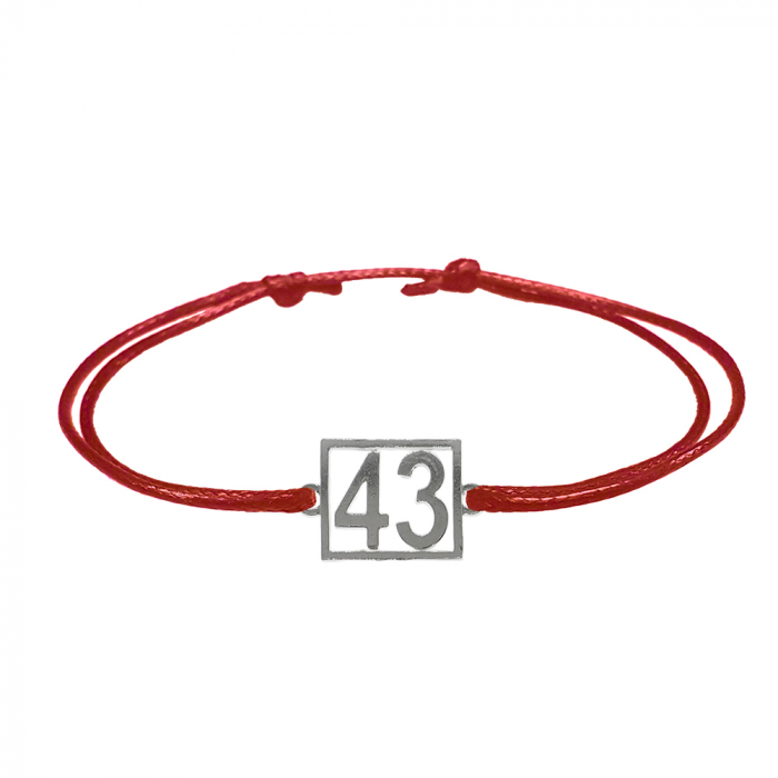 Bratara snur rosu personalizata Cifra 43 argint numar norocos cifre aniversare 10254_3260 Dras [1]