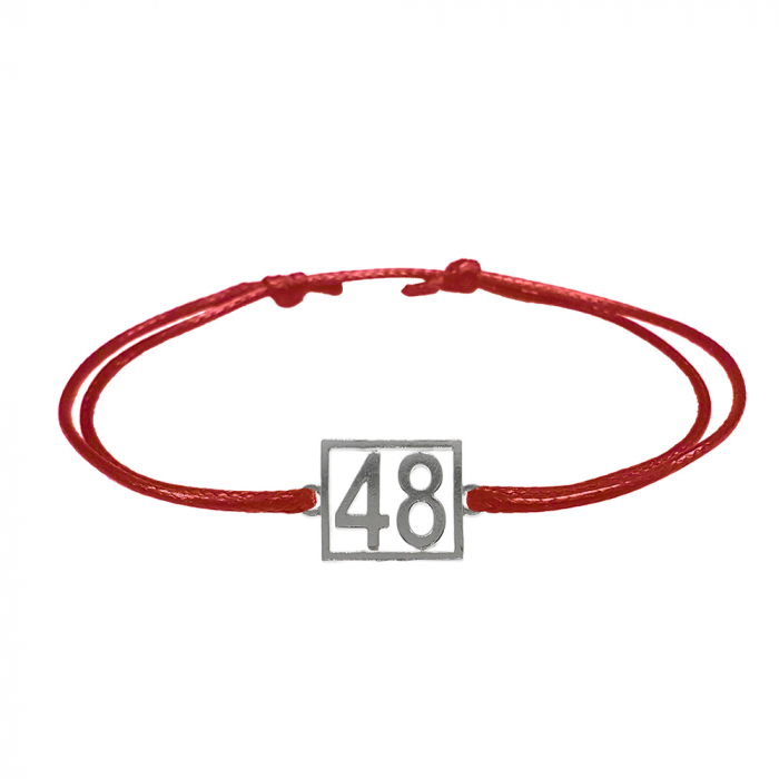 Bratara snur rosu personalizata Cifra 48 argint numar norocos cifre aniversare 10254_8260 Dras [1]