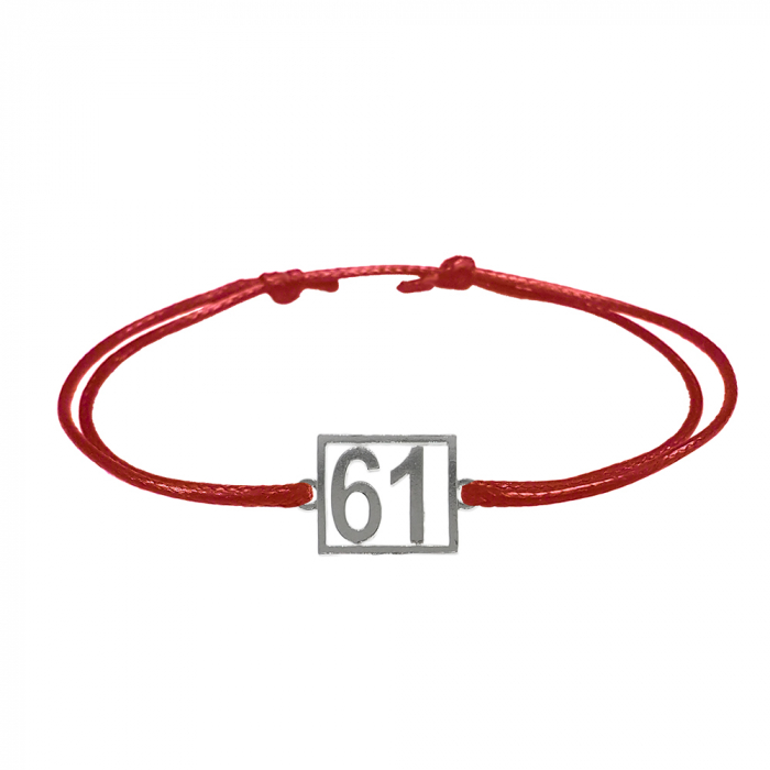 Bratara snur rosu personalizata Cifra 61 argint numar norocos cifre aniversare 10256_1260 Dras [1]