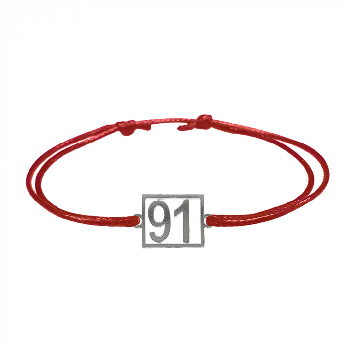 Bratara snur rosu personalizata Cifra 91 argint numar norocos cifre aniversare 10249_1260 Dras [1]