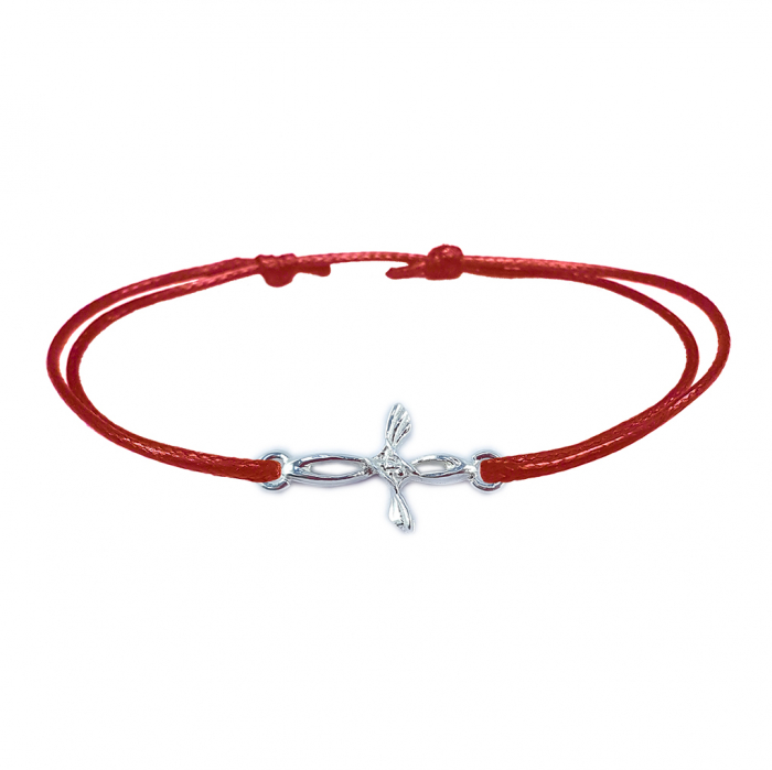 Bratara snur rosu personalizata cruciulita argint 4240100 Dras [1]