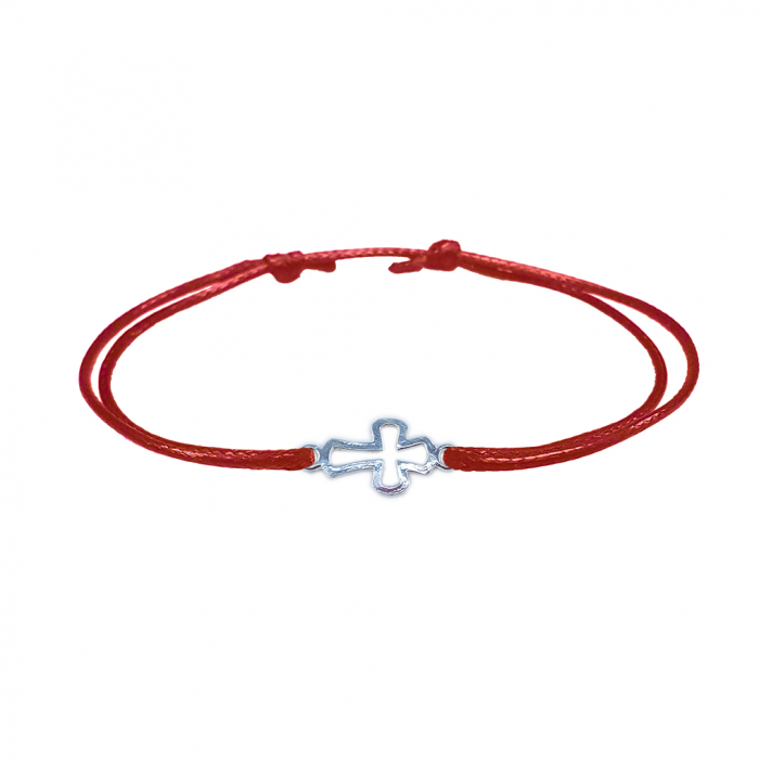 Bratara snur rosu personalizata cruciulita argint 4521070 Dras [1]