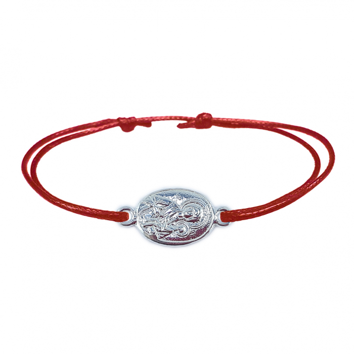 Bratara snur rosu personalizata medalion Maica Domnului si pruncul Iisus argint 4252150 Dras [1]