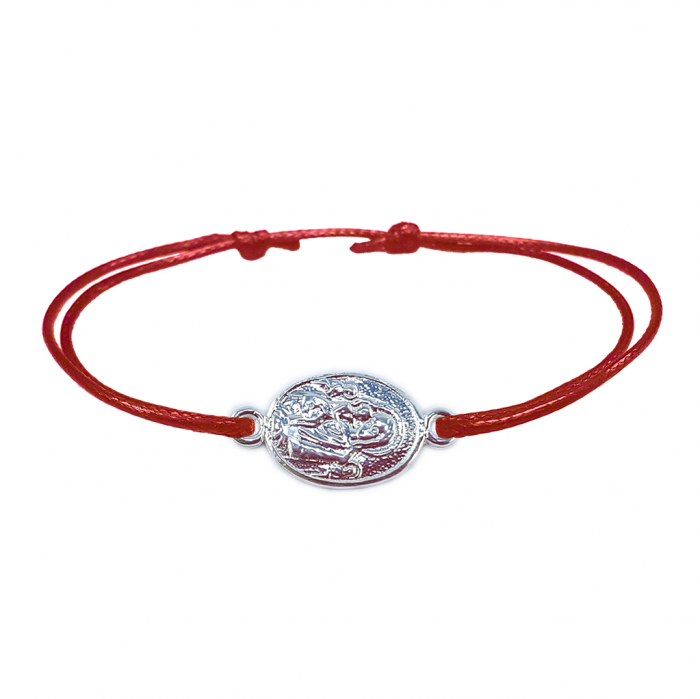 Martisor Bratara snur rosu personalizata medalion Maica Domnului si pruncul Iisus argint 4372150 Dras [1]
