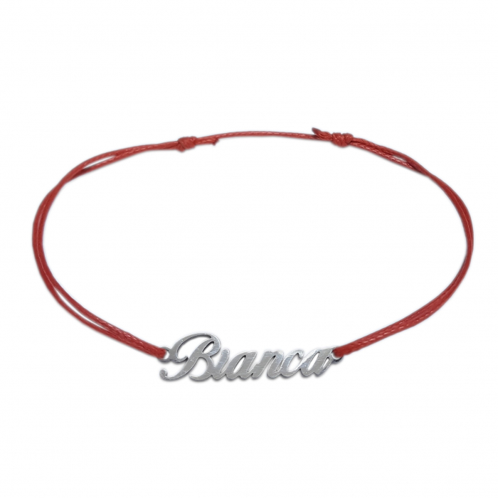 Martisor Bratara snur rosu personalizata nume Bianca argint 9450100 Dras [1]