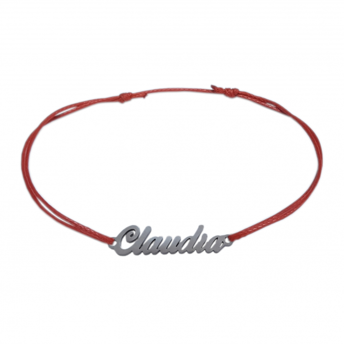 Martisor Bratara snur rosu personalizata nume Claudia argint 9437100 Dras [1]