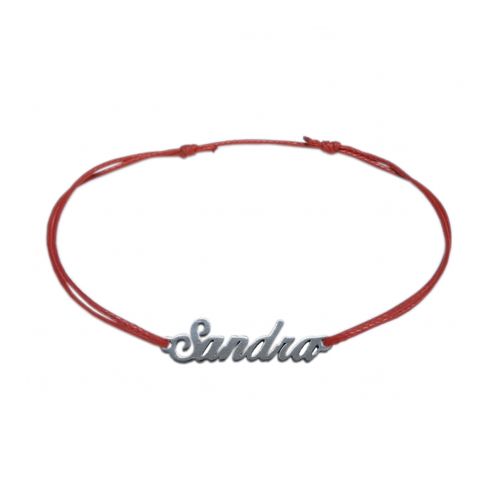Martisor Bratara snur rosu personalizata nume Sandra argint 9425100 Dras [1]