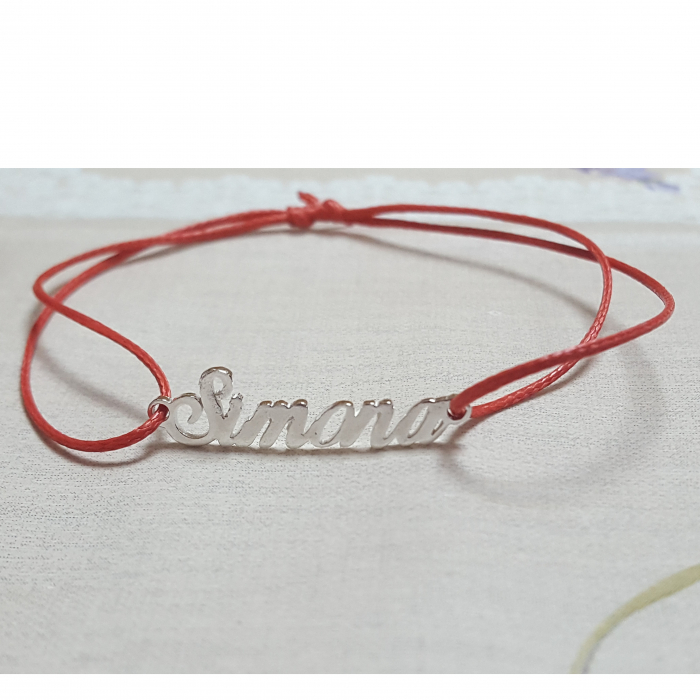 Bratara snur rosu personalizata nume Simona argint 9406100 Dras [3]