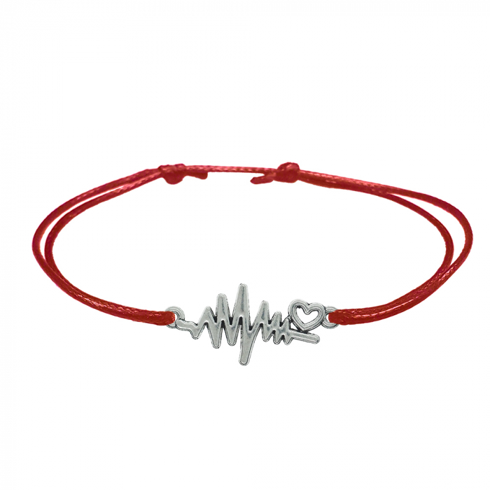 Martisor Bratara snur rosu personalizata Puls si inimioara argint 10049210 Dras [1]