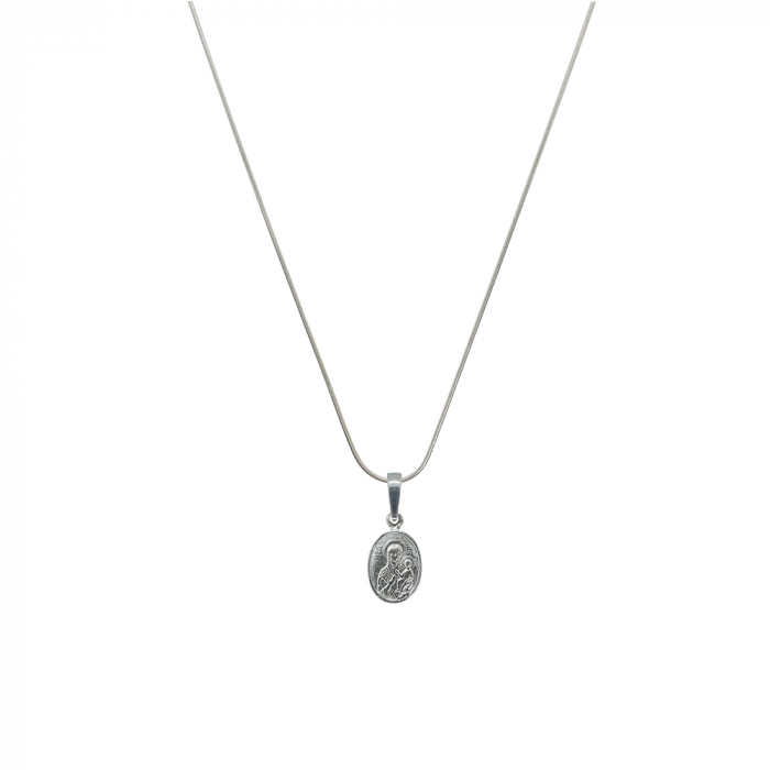 Lantisor argint personalizat medalion Maica Domnului pruncul Iisus argint 4252SCH430 Dras [1]