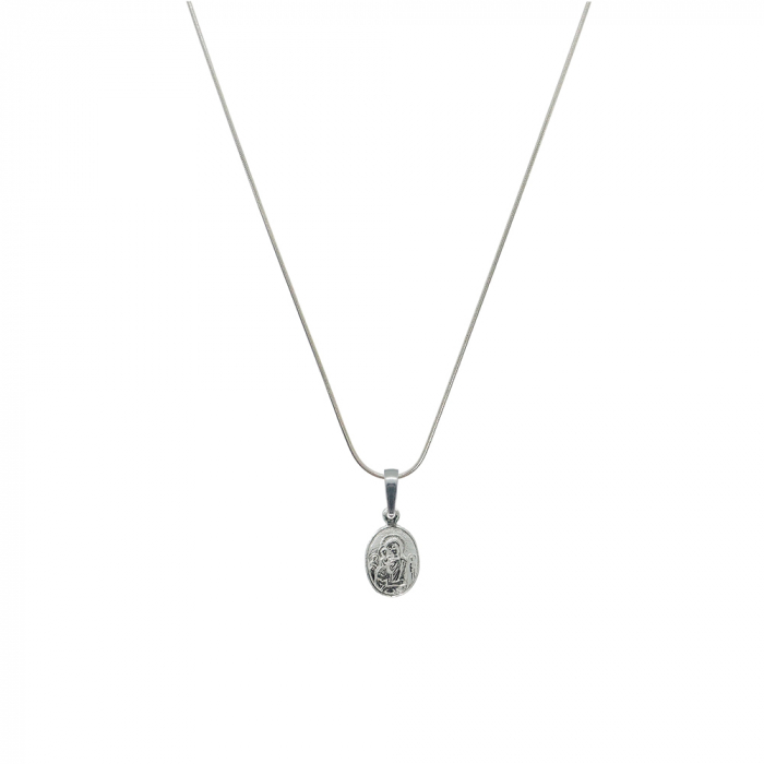 Lantisor argint personalizat medalion Maica Domnului pruncul Iisus argint 4372SCH430 Dras [1]