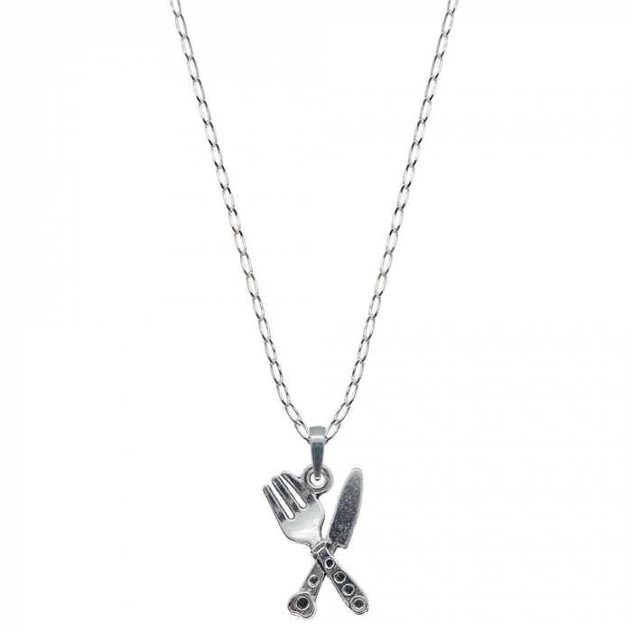 Lantisor argint personalizat pandantiv Cutit si furculita 9335FIG01375 Dras [1]