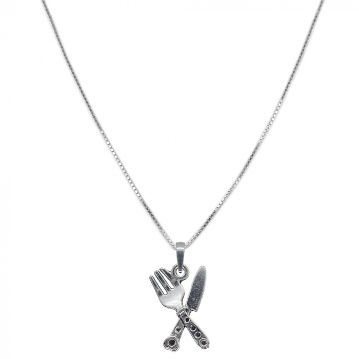 Lantisor argint personalizat pandantiv Cutit si furculita 9335VEN420 Dras [1]