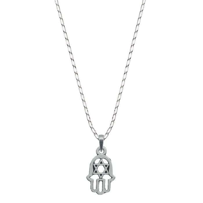 Lantisor argint personalizat pandantiv Mana Fatimei Steaua lui David 10025FIG01315 Dras [1]