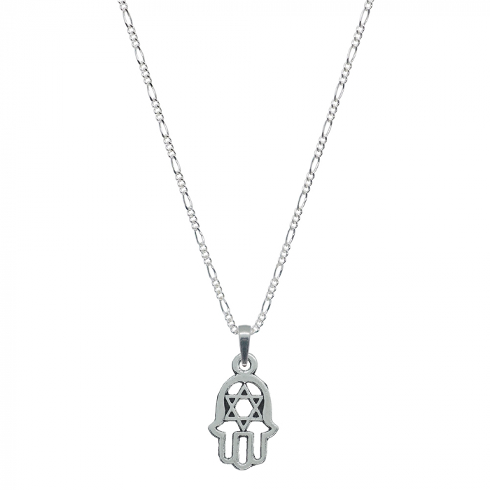 Lantisor argint personalizat pandantiv Mana Fatimei Steaua lui David 10025FIG31330 Dras [1]