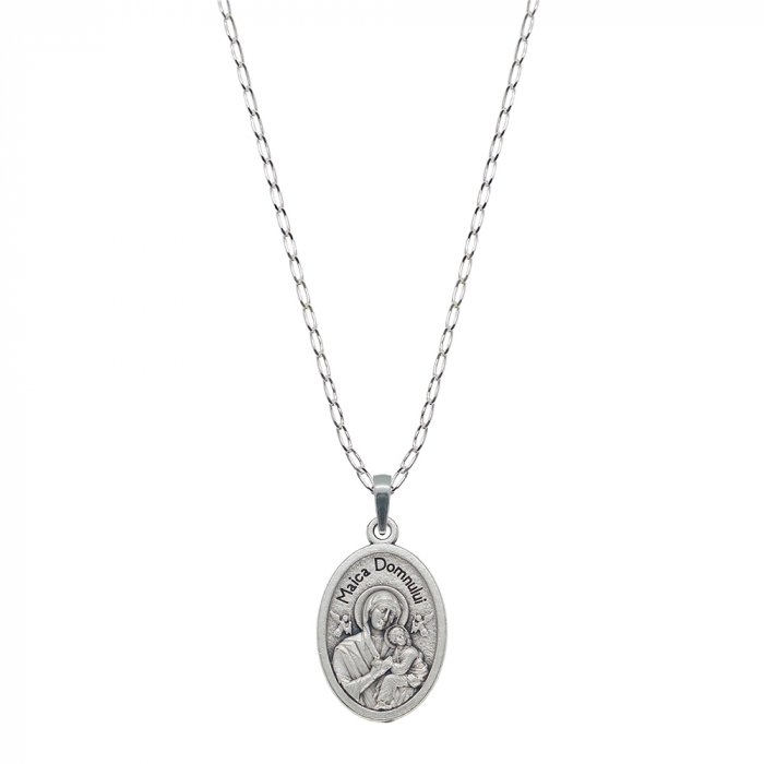 Lantisor argint personalizat pandantiv Medalion Maica Domnului Pruncul Iisus 9966FIG01500 Dras [1]