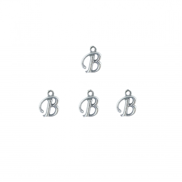 Litera B argint Charm pentru confectionat bijuterii pandantive medalioane bratari cercei - set 4 buc Dras [1]