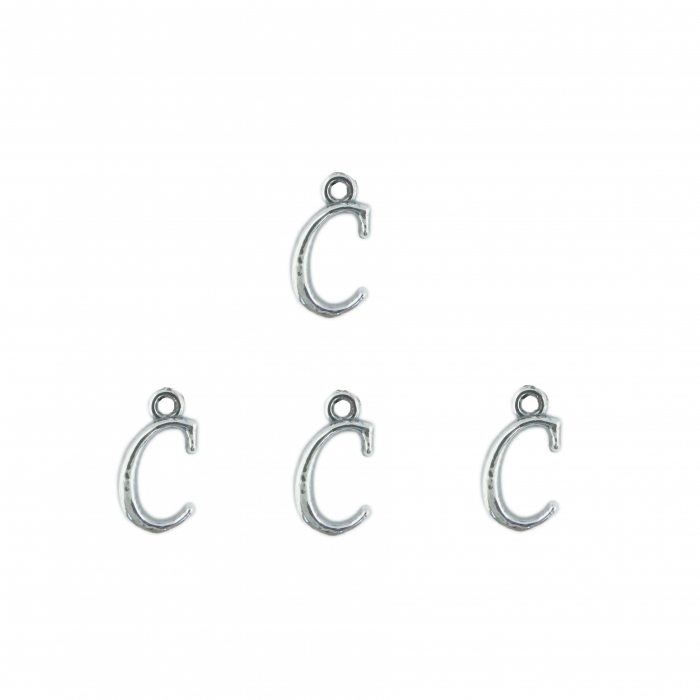 Litera C argint Charm pentru confectionat bijuterii pandantive medalioane bratari cercei - set 4 buc Dras [1]