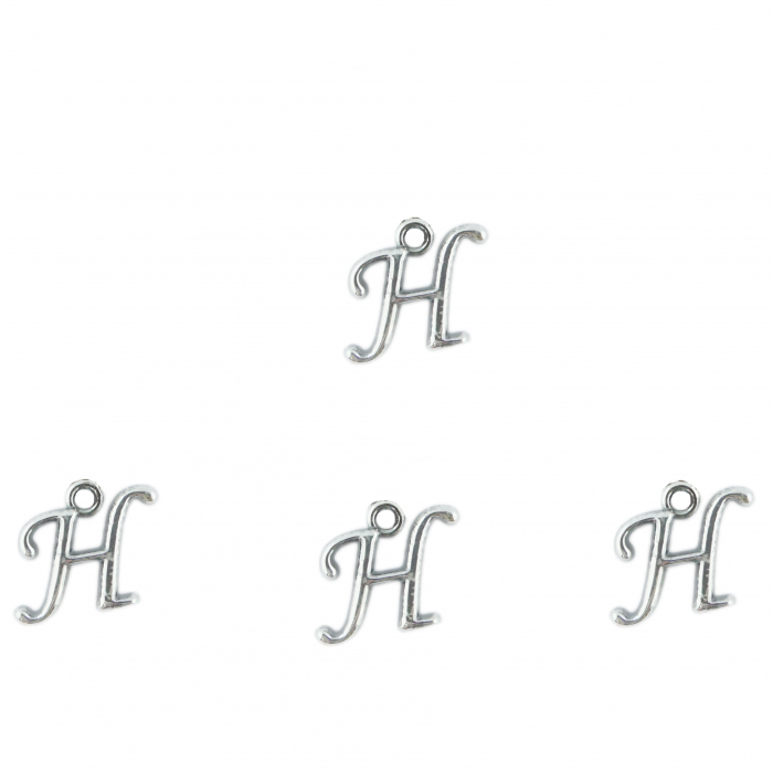 Litera H argint Charm pentru confectionat bijuterii pandantive medalioane bratari cercei - set 4 buc Dras [1]